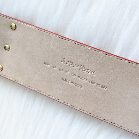 & Other Stories Coral Orange Suede Leather & Rope Double Buckle Belt | Size M - Picture 5 of 14